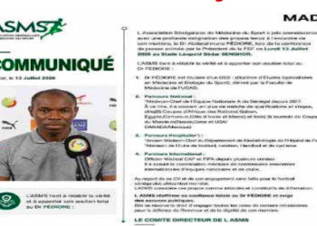 SORTIE CONTRE LE DR FEDIORE DE LA FSF : L’association Sénégalaise de Médecine du Sport dément Abdoulaye Fall