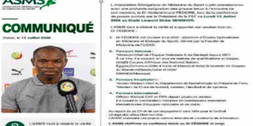 SORTIE CONTRE LE DR FEDIORE DE LA FSF : L’association Sénégalaise de Médecine du Sport dément Abdoulaye Fall